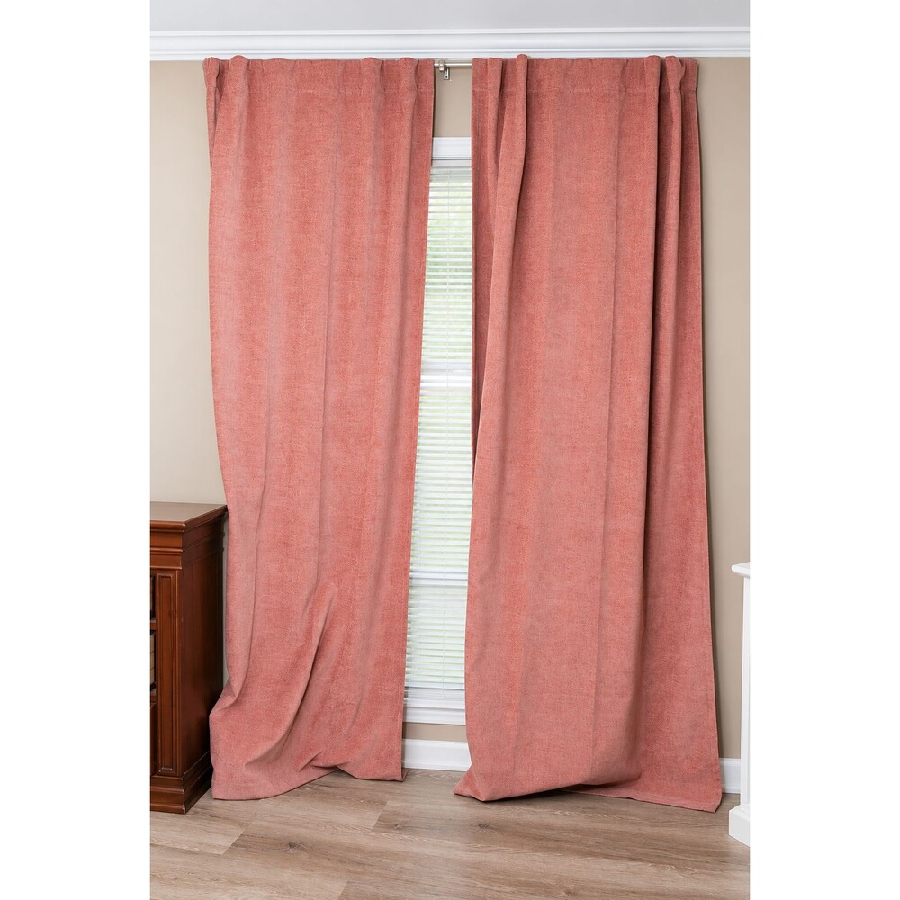 Set of West Elm Worn Velvet Curtain Panels 94" Blush Rose Pink Textured Drapes